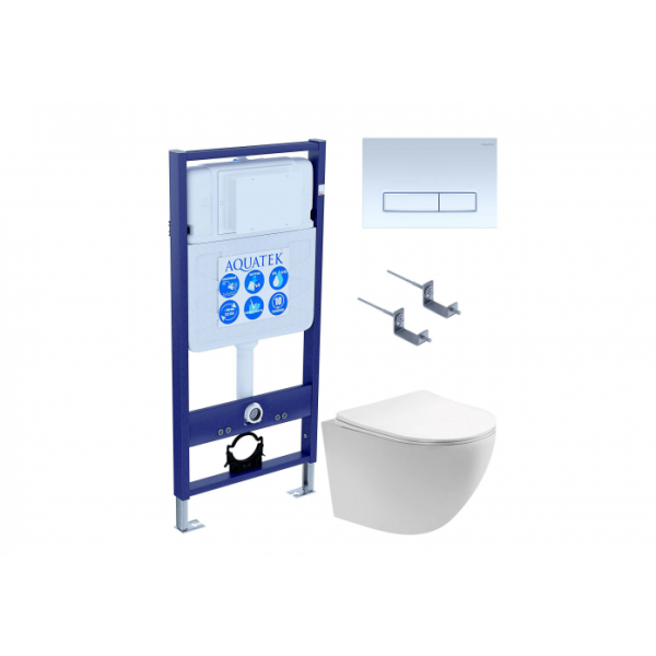 Комплект AQUATEK SET AQUATEK ЕВРОПА T KDI21 (рама Standard INS-0000012 с клавишей KDI-0000021 и крепежом KKI-0000002+унитаз AQ1900T-00 с сиденьем)