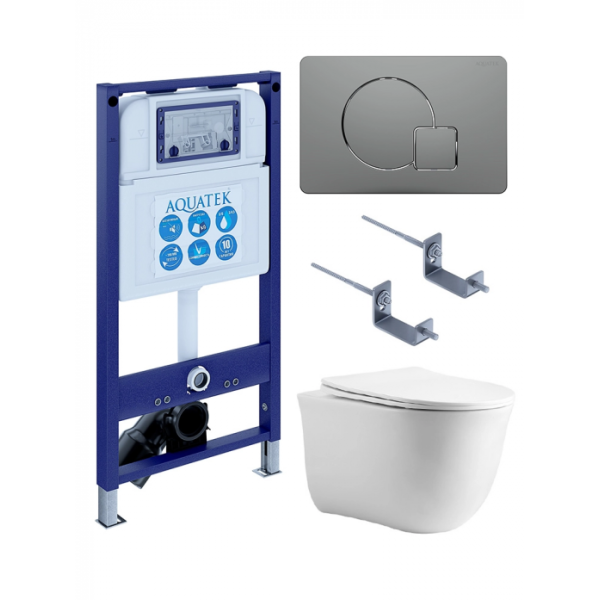 Комплект AQUATEK SET AQUATEK КЛАССИК cm-070 4в1 (рама INS-0000025+крепление KKI-0000002+клавиша KDI-0000070+унитаз AQ1112-00 с сиденьем)