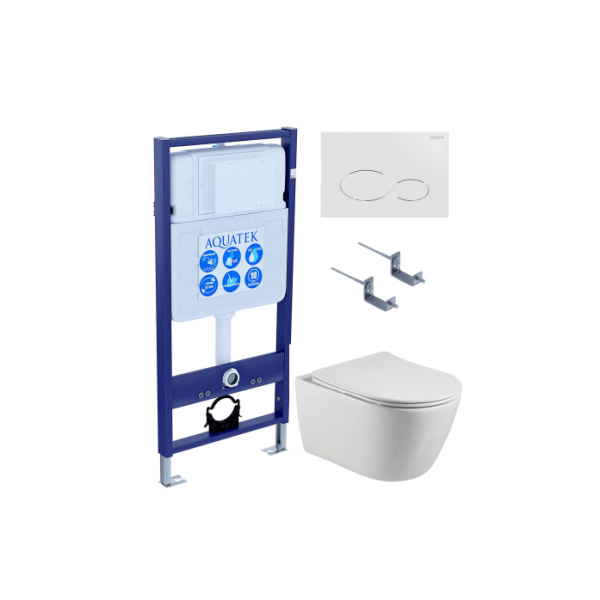 Комплект AQUATEK SET AQUATEK БЕТТА-071 4в1 (рама Standard INS-0000012+кркпеж KKI-0000002+клавиша KDI-0000071+унитаз Бетта AQ1253W-00 с сиденьем)