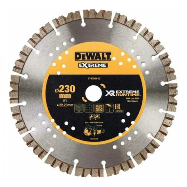 Алмазный круг DeWalt S-сегм.230х22.2,h=12мм DT40260-QZ