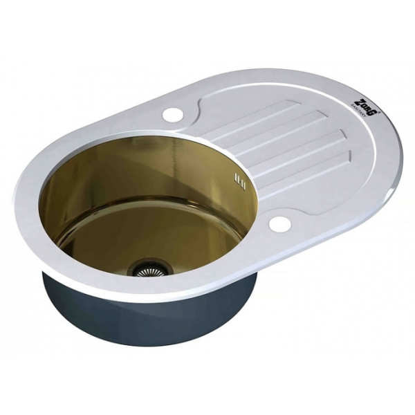 Кухонная мойка ZorG INOX-GLASS 7 GL-7851-OV WHITE/BRONZE