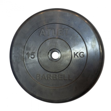 Диск обрезиненный MB Barbell Диск обрезиненный d 26 мм чёрный 15,0 кг Atlet Диск обрезиненный MB Barbell Диск обрезиненный d 26 мм чёрный 15,0 кг Atlet