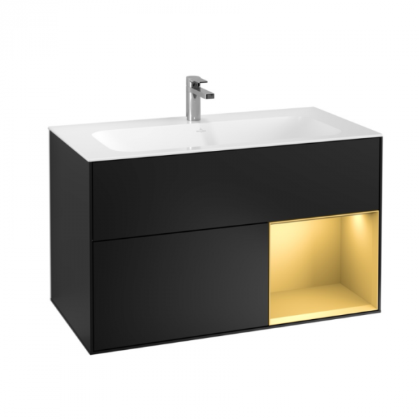 Тумба под раковину Villeroy&Boch Finion G040HFPD матовый черный/золотой