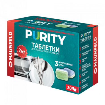 Мини-таблетки для посудомоечных машин Maunfeld Purity all in 1 MDM30ST (30 шт. в упаковке)