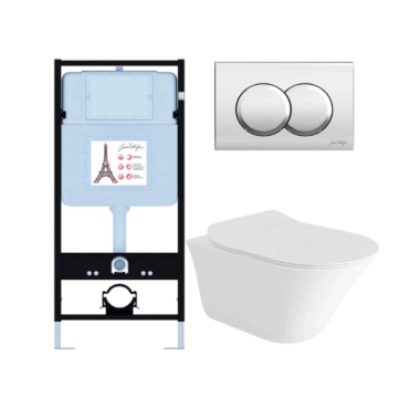 Подвесной унитаз c инсталляцией и клавишей смыва Jacob Delafon Vive E28079RU-CP (E36495-NF+E28078RU-0+E36496-CP) Подвесной унитаз c инсталляцией и клавишей смыва Jacob Delafon Vive E28079RU-CP (E36495-NF+E28078RU-0+E36496-CP)