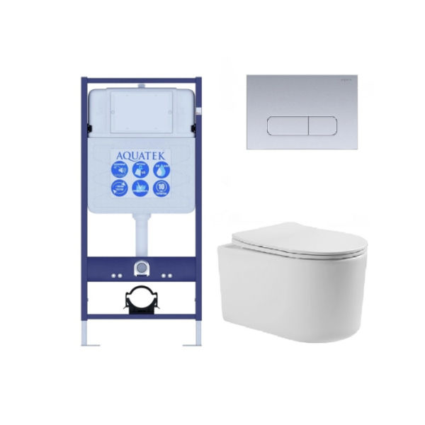 Комплект AQUATEK SET AQUATEK МИЯ-014 3в1 (рама Standard INS-0000012+клавиша KDI-0000014+унитаз Мия AQ2004-00 с сиденьем)