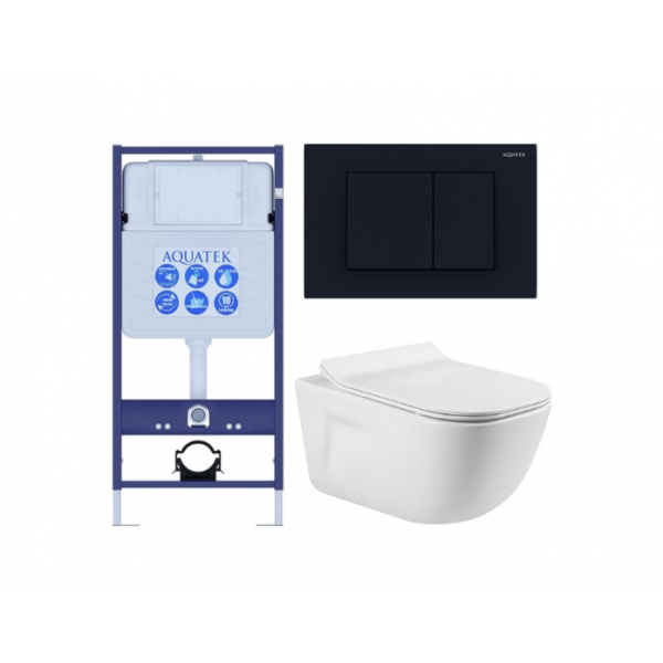 Комплект AQUATEK SET AQUATEK ДИВА-012 4в1 (рама Standard INS-0000012+крепеж KKI-0000002+клавиша KDI-0000012+унитаз Дива AQ2012-00 с сиденьем)