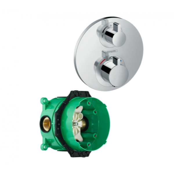 Термостатический смеситель для душа Hansgrohe Ecostat S 15758000S (15758000+01800180) хром