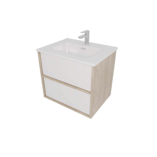 Тумба с раковиной AQUATEK Либра 60 AQ66060-DO-MW белый матовый/дуб давос