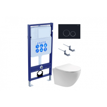 Комплект AQUATEK SET AQUATEK ЕВРОПА T KDI20 (рама Standard INS-0000012 с клавишей KDI-0000020 и крепежом KKI-0000002+унитаз AQ1900T-00 с сиденьем)