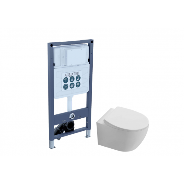 Комплект AQUATEK SET AQUATEK СИРИУС-INSP01 (рама INSP-0000001 (без клавиши и крепежа)+унитаз Сириус AQ1582T-00 с сиденьем)