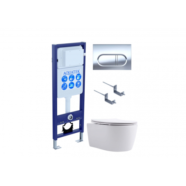Комплект AQUATEK SET ЕВРОПА New-INS17-043 4в1 (рама INS-0000017+крепление KKI-0000002+кнопка KDI-0000043+унитаз AQ1106L-00 с сиденьем)