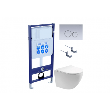 Комплект AQUATEK SET AQUATEK ЕВРОПА T KDI19 (рама Standard INS-0000012+клавиша KDI-0000019+крепеж KKI-0000002+унитаз AQ1900T-00 с сиденьем)